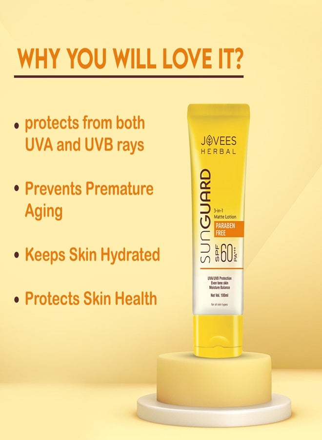 JOVEES HERBAL Sunguard Spf 60 3 In 1 Matte Lotion  100 Ml - Image 4